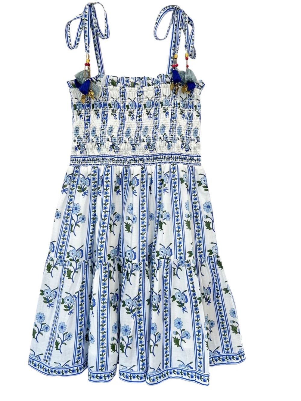 Girls Samantha Blue Floral Tie-Shoulder Dress